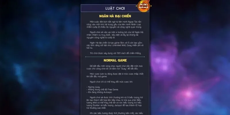 Liệt kê luật chơi nổ hũ ngân hà đại chiến