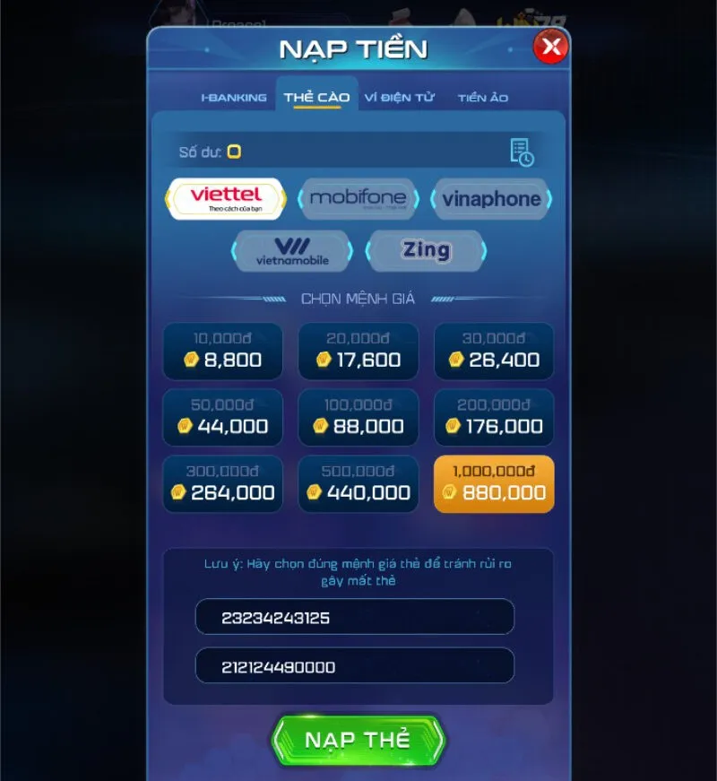 nạp tiền Win79