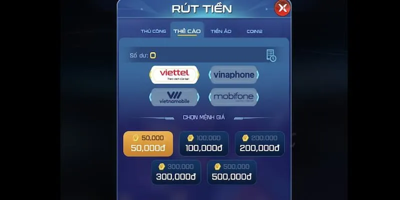 Rút tiền win79 thông qua thẻ cào điện thoại